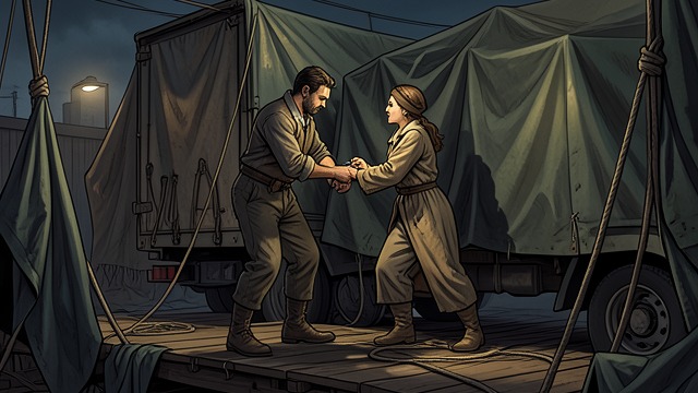 Escape From the Truck from "Dead Shot". The Tarp Fails Patient Resistance Cal Murphy uses a pocketknife to cut Kelly Mendoza free, and she cuts him loose in return.