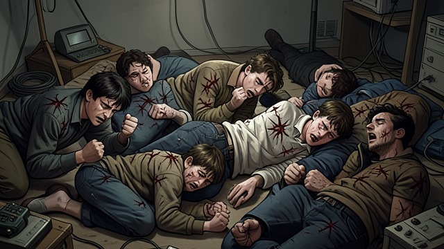 Bodies Without Explanation from "Dead Shot". The Dead Teammates Physical Horror The victims’ bodies bear deep wounds from their own desperate scratching.