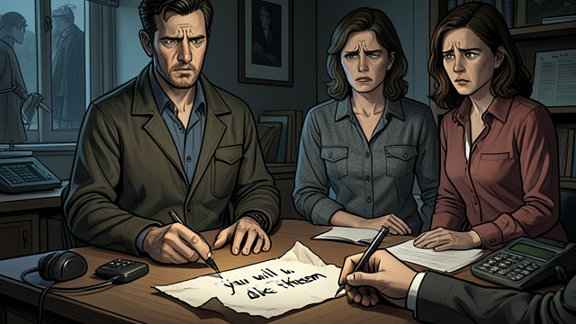 First Warning from "Dead Shot". A Threat on Paper Intimidation A note warns Cal Murphy and Kelly Mendoza that they may end up like the dead teenagers.