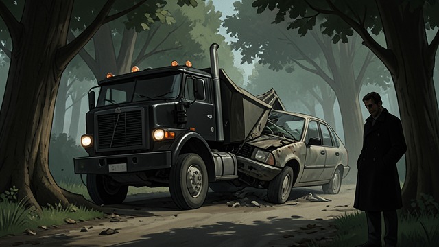 Road Ambush from "Dead Shot". The Truck Strike Engineered Crash Yukon Grant rams Cal Murphy’s car and drives it into the woods near the Snake River.