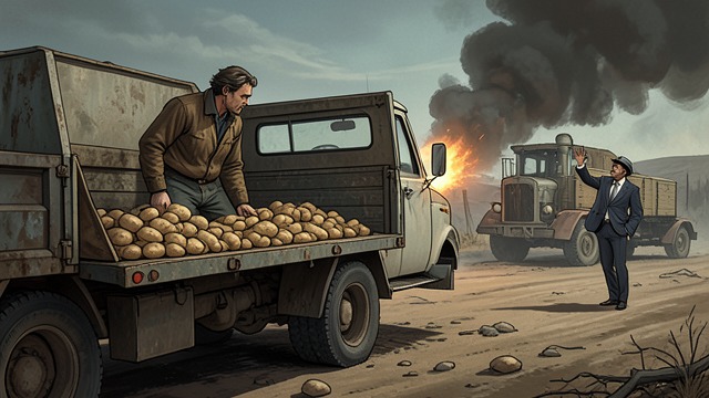 Abandoning Gold from "Dead Shot". The Enforcer Leaves Failed Delivery Yukon Grant discovers that the truck contains only potatoes after Cal Murphy and Kelly Mendoza escape.