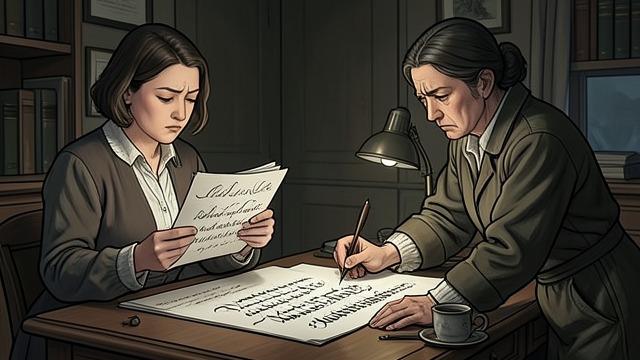 The Handwriting Match from "Call Me Yours". The Handwriting Match Material evidence Jessica shows Kayla the letters, and a calligrapher confirms that the handwriting is the same in both directions.