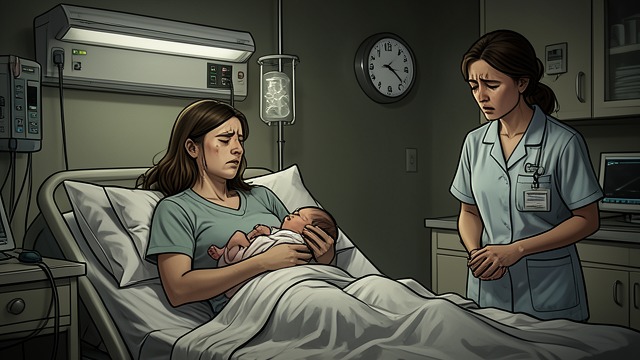 No Immediate Bond from "Are We Having Fun Yet". Exhaustion Misread as Failure The new mother does not want to hold her son immediately because she is exhausted and needs sleep.