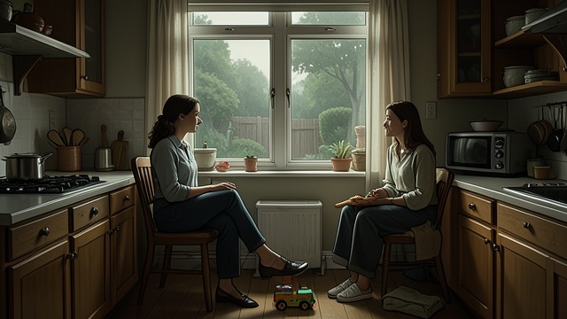 The Friend's Kitchen from "Are We Having Fun Yet". Rest Across the Street Kay Willis walks to a friend's kitchen and sits while another mother refuses to let her help.