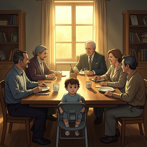 The Willis Dinner Table from "Are We Having Fun Yet". This flow traces family dinner from a logistical challenge into the central institution of Willis family belonging.