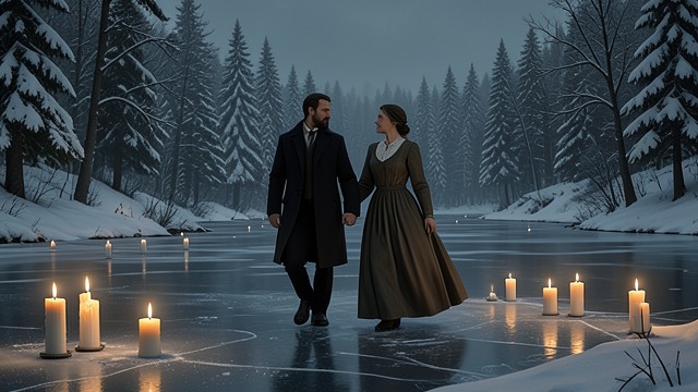 The Frozen Lake from "My Vampire Love (Completed)". The Frozen Lake Magical Setting A spell freezes the lake and surrounds it with candles.