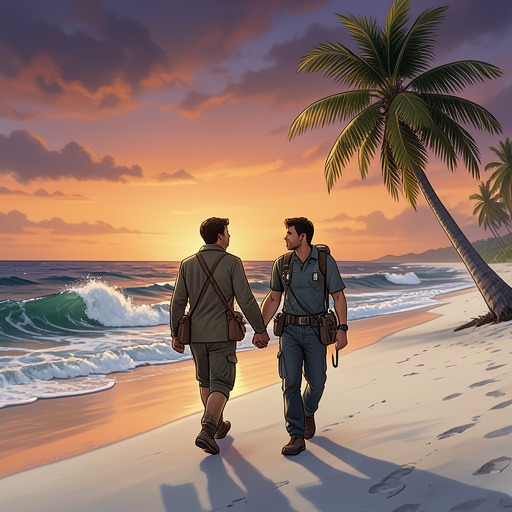 The Hawaii Interlude from "My Vampire Love (Completed)". This flow follows the Hawaii trip as a temporary refuge where Jenifer and Eric build intimacy before the supernatural conflict expands.