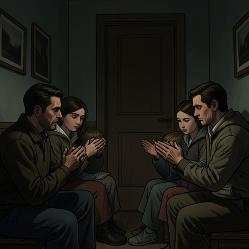 The Final Family Disclosure from "The People Upstairs". This flow traces the family's movement from protective lies toward a shared, though incomplete, account of Terence's origin.