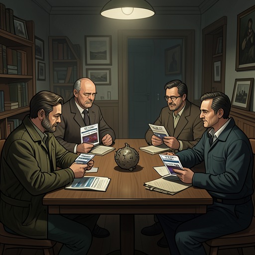 Human Misinterpretation from "The People Upstairs". This flow traces how Earth repeatedly explains alien evidence through familiar categories instead of confronting its implications.