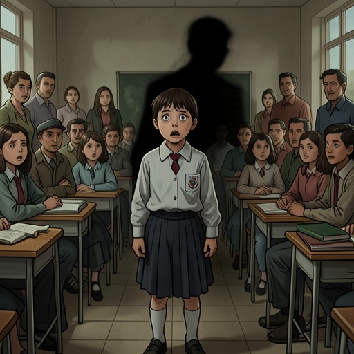 The School Crisis from "The People Upstairs". This flow follows the escalation from ordinary schooling to the near-discovery of Terence's alien body.