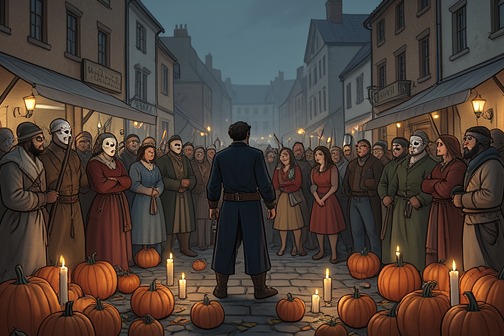 Ashenhave Pumpkin Festival from "The Reincarnated Demon King's Host Just Wants to Live in Peace, But the Hero Won't Leave Him Alone". Ashenhave Pumpkin Festival is the yearly autumn celebration that welcomes the Hero’s party as honored guests while the town remains marked by its recent ghost…