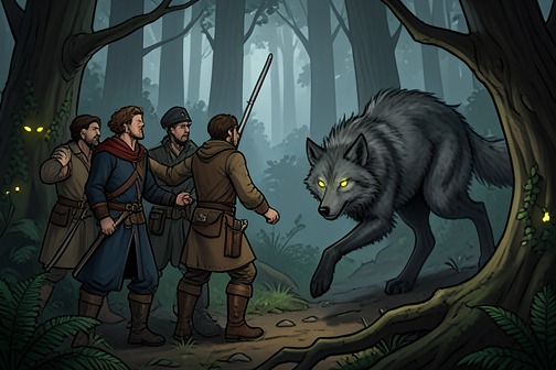 The Dire Wolf Attack from "The Reincarnated Demon King's Host Just Wants to Live in Peace, But the Hero Won't Leave Him Alone". The Dire Wolf Attack transforms a threatened evening forage into a running fight against a demonic pack, exposing both the danger of the creatures and the way…