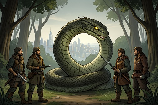 The Hydra Hunt from "The Reincarnated Demon King's Host Just Wants to Live in Peace, But the Hero Won't Leave Him Alone". The Hydra Hunt is the Hero’s party’s northern mission to deal with a hydra spotted near Leafel.
