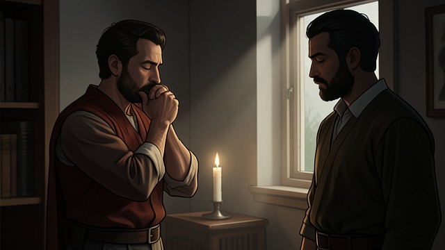 The First Kiss of the Hand from "The Reincarnated Demon King's Host Just Wants to Live in Peace, But the Hero Won't Leave Him Alone". The First Kiss of the Hand A promise made before departure Luc swears he will return to Theo and raises the healer’s hand to his lips.