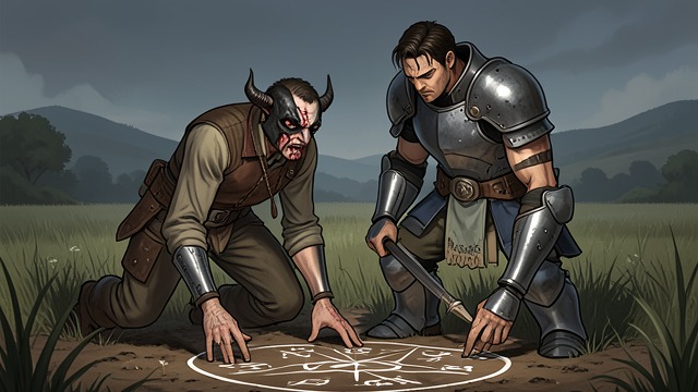 A Wary Alliance from "The Reincarnated Demon King's Host Just Wants to Live in Peace, But the Hero Won't Leave Him Alone". A Wary Alliance A new partnership begins Malthios works with Hayden to establish wards around Leafel.