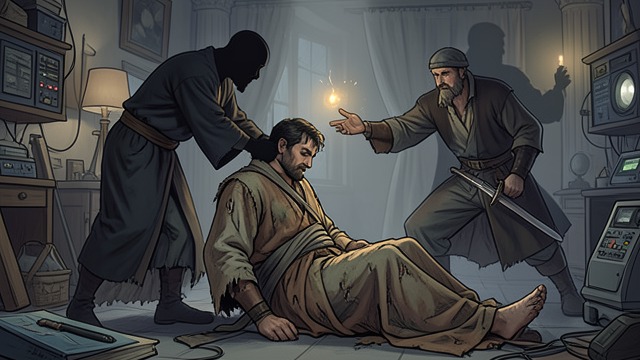 Standing Before the Hero from "The Reincarnated Demon King's Host Just Wants to Live in Peace, But the Hero Won't Leave Him Alone". Standing Before the Hero Tyraz makes the captivity public Tyraz brings Theo into the courtyard with his throat restrained and uses him to provoke Luc.