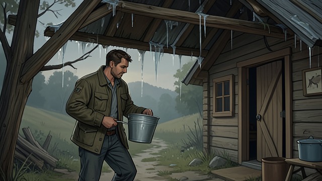 A Leaking Roof from "The Reincarnated Demon King's Host Just Wants to Live in Peace, But the Hero Won't Leave Him Alone". A Leaking Roof A home maintained by effort Theo’s shop has a leaking roof, creaking floors, and rooms that serve several purposes.