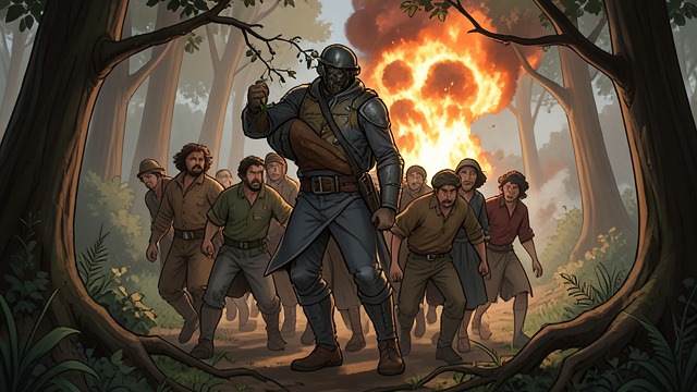 A Rescue by Malthios from "The Reincarnated Demon King's Host Just Wants to Live in Peace, But the Hero Won't Leave Him Alone". A Rescue by Malthios The battlefield is displaced Malthios carries the party away from the fortress and returns them to the forest.