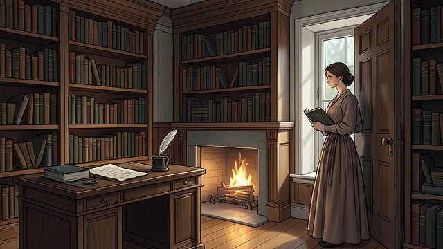A Library Added to the Home from "The Reincarnated Demon King's Host Just Wants to Live in Peace, But the Hero Won't Leave Him Alone". A Library Added to the Home Luc builds for Theo’s future Luc and Khal extend the cottage, adding a study with shelves, a fireplace, and a desk.