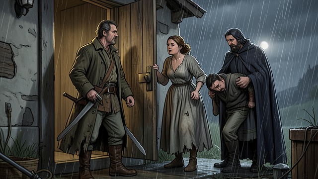 A Knock in the Storm from "The Reincarnated Demon King's Host Just Wants to Live in Peace, But the Hero Won't Leave Him Alone". A Knock in the Storm The Hero reaches Theo’s door Luc brings his poisoned companion Khal to Theo’s home after the party’s healing magic fails.