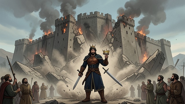 The Fortress Destroyed from "The Reincarnated Demon King's Host Just Wants to Live in Peace, But the Hero Won't Leave Him Alone". The Fortress Destroyed A final act against organized war Malthios destroys the Demon Fortress and the forces gathered within it.