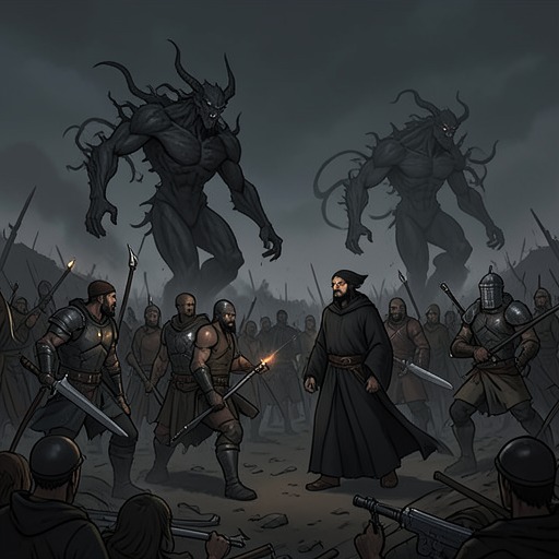 The War Against Tyraz from "The Reincarnated Demon King's Host Just Wants to Live in Peace, But the Hero Won't Leave Him Alone". The demon threat advances from distant danger to personal captivity and ends when Malthios turns his power against the war he once led.