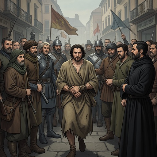 From Capture to Judgment from "The Reincarnated Demon King's Host Just Wants to Live in Peace, But the Hero Won't Leave Him Alone". Theo’s passage from captivity to public trial forces the people around him to distinguish his responsibility from the identity others impose on him.