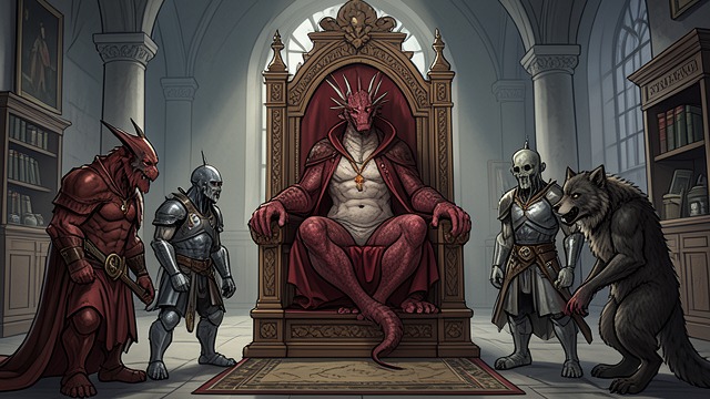The Monster State from "Vainqueur the Dragon". The Monster State Inclusion by Necessity Murmurin welcomes monsters excluded elsewhere, including Demons, Undead, Mimics, and Werewolves.
