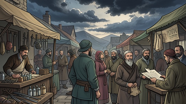 The Open Market from "Vainqueur the Dragon". The Open Market Nethermart Arrives Malfaisant opens Nethermart in Murmurin, introducing weapons, potions, contracts, and soul-backed credit.