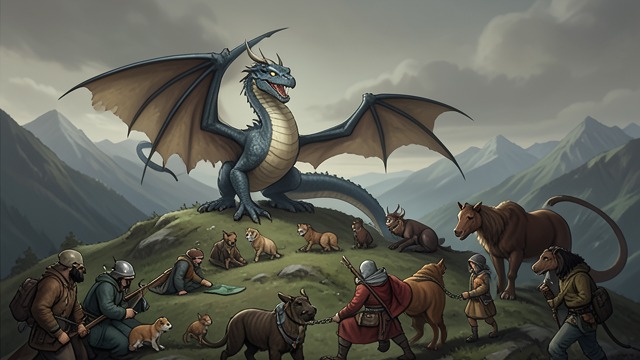 The Food Chain from "Vainqueur the Dragon". The Food Chain Natural Hierarchy Vainqueur explains existence through a Dragon Food Chain in which stronger beings eat weaker ones.