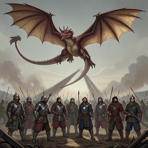 The War of the Hoard from "Vainqueur the Dragon". This flow presents the two major wars as stages in Vainqueur's transformation from isolated treasure guardian into a ruler defending a collective domain.