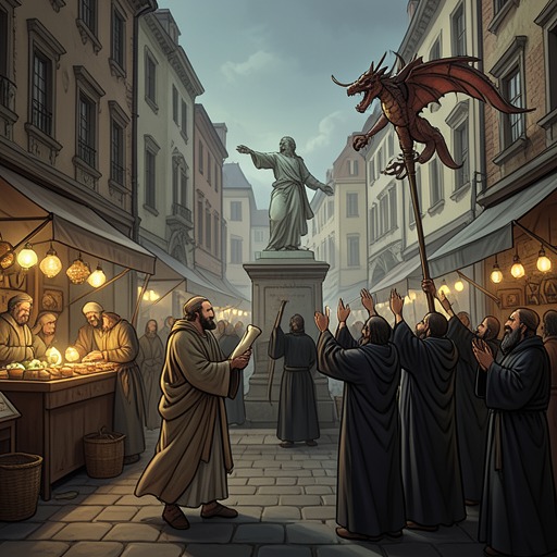 The Religion of the Empire from "Vainqueur the Dragon". This flow traces how gods, cults, blessings, angels, and commercial churches compete to define the moral and economic future of Murmurin.