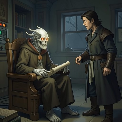 Furibon's Captive Afterlife from "Vainqueur the Dragon". This flow follows Furibon after physical defeat, showing how the trapped lich becomes an unwilling witness and reluctant adviser to the heroes.