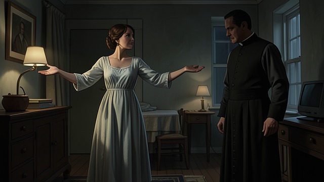 An Invitation to Stay from "Exorcist Falls". An Invitation to Stay Trust Becomes Intimate Liz asks Jason to stay in the house because she is afraid and cannot sleep alone with the children.