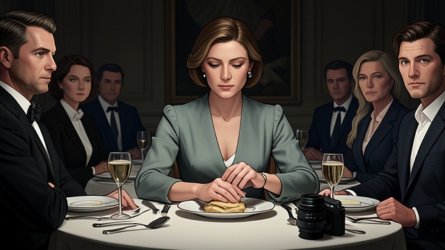 A Night of Suspicion from "The Woman in Cabin 10". The Social Mask Slips Public Composure Guests continue their formal dinner while Laura searches their reactions for signs of fear or deception.
