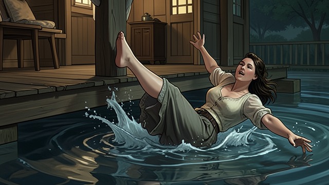 A Fall into the Fjord from "The Woman in Cabin 10". The Sea Becomes Immediate Loss of Balance Laura slips from the veranda and hits the cold water below, turning the imagined danger into a bodily emergency.