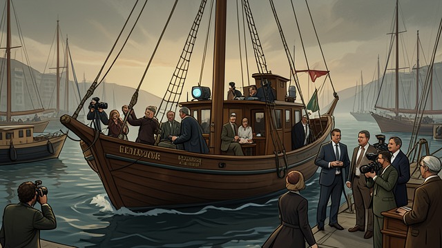 Departure from Hull from "The Woman in Cabin 10". A Small Ship Leaves Port The Launch Aurora Borealis departs Hull Harbour carrying journalists, investors, and a small group of wealthy guests.