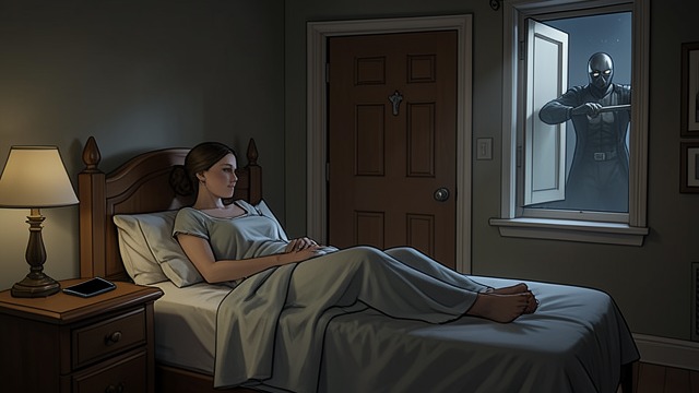 A Locked Bedroom from "The Woman in Cabin 10". Trapped at Home The Intruder Laura wakes to find a masked burglar in her flat, loses her phone, and is locked inside her bedroom.
