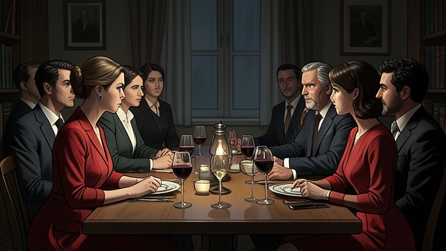 Networking at Dinner from "The Woman in Cabin 10". Ambition at the Table Professional Performance Laura watches Ben Howard smoothly engage influential guests and worries that she lacks his confidence and…
