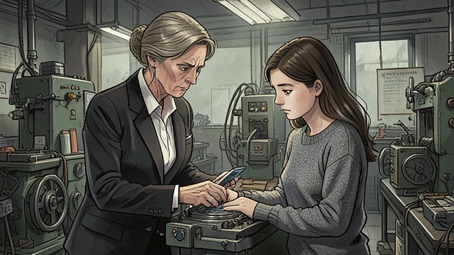 The Expected Successor from "The Life List". Preparing Brett Corporate apprenticeship Catherine Humphries-Bohlinger trains Brett in company operations while Elizabeth Bohlinger is ill.