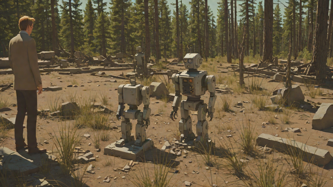 The Visit to the Robot Grave from "The Wild Robot". The Visit to the Robot Grave Context Brightbill runs away to the north shore and stares at the broken robots.