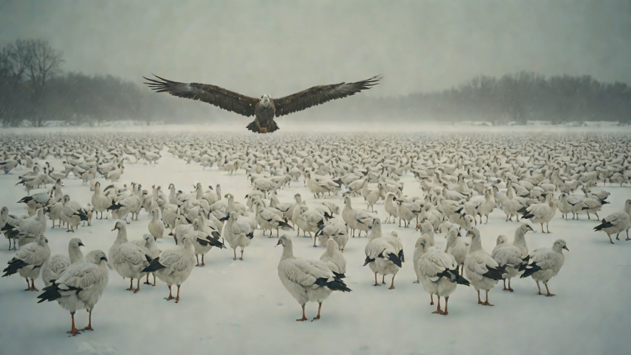 Keeping the Flock Moving from "The Wild Robot". Keeping the Flock Moving Context The migration hits an early blizzard. The flock becomes disoriented and weak, and the old goose Widefoot dies from the cold.