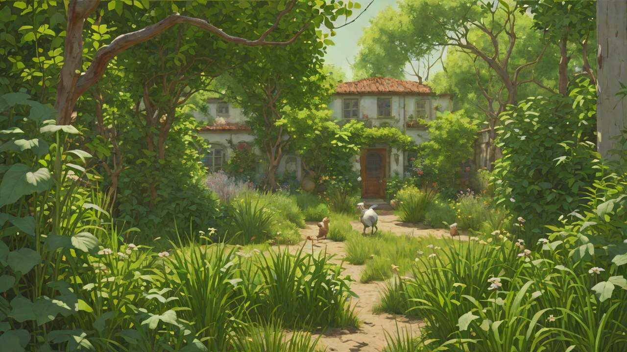Brightbill's Return to the Garden from "The Wild Robot". Brightbill's Return to the Garden Context After the winter, the flock returns and Brightbill lands in the now-overgrown garden.