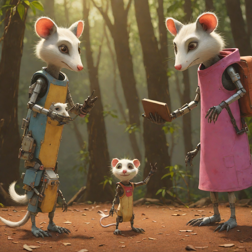 Roz and Pinktail: The Art of Performance from "The Wild Robot". An opossum's theatrical wisdom teaches Roz the power of pretense, beginning a lifelong friendship built on performance and mutual acceptance.