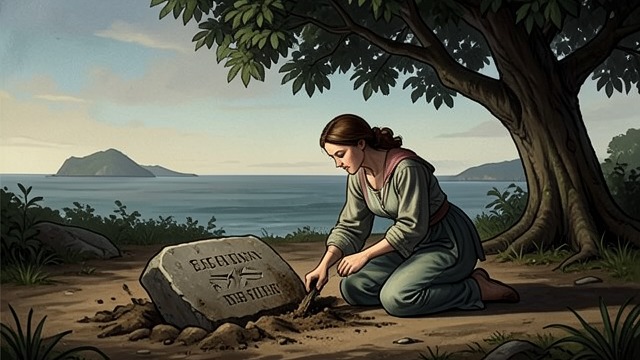 The Stone Marked BLONDI from "Operation Napoleon". A Trace on the Island Ruins Without an Answer Kristín lands on Borne and explores the remains of a settlement abandoned long ago.