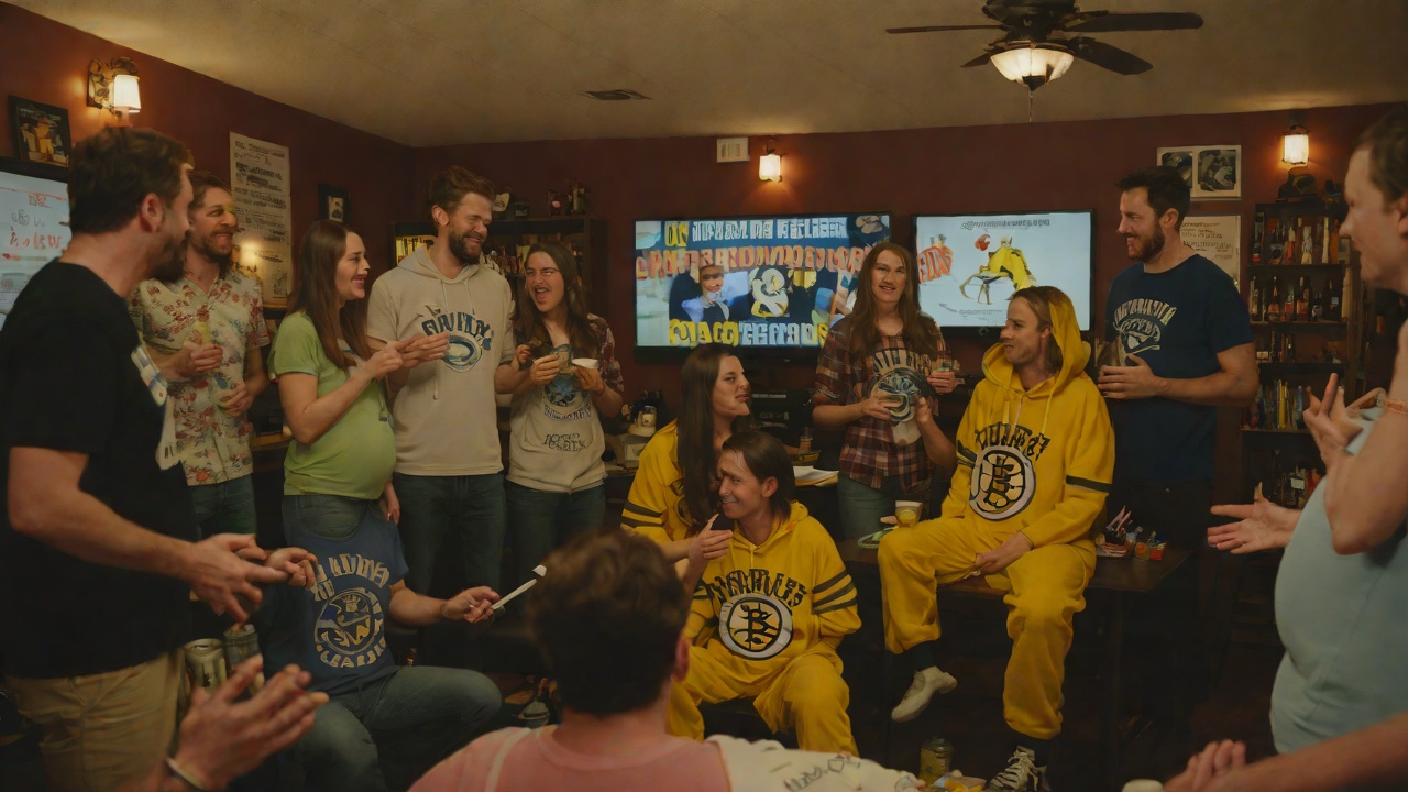 Pregnancy Announcement at the Onesie Bar from "It Ends with Us". Pregnancy Announcement at the Onesie Bar Scene At a Bruins watch party, Marshall is wearing a onesie and loudly talking about trying to get Allysa pregnant…