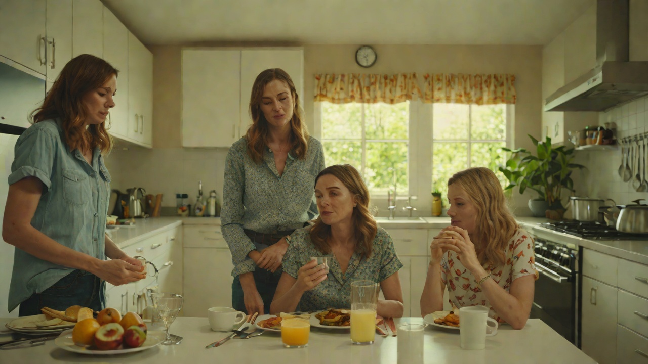 Breakfast After the Party from "It Ends with Us". Breakfast After the Party Scene Lily appears in the kitchen wearing Ryle's shirt, and Allysa teases her while nursing a hangover.