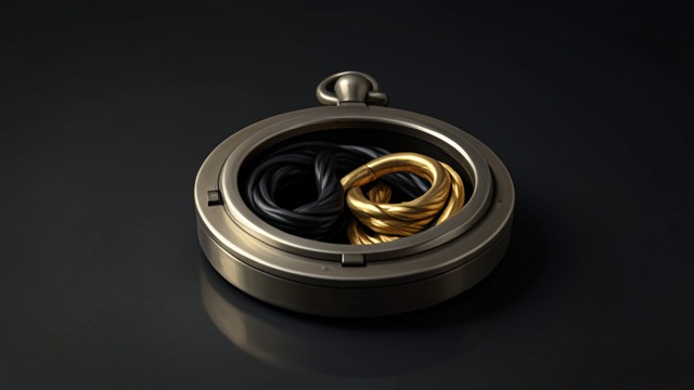 The Locket of Hair from "Wuthering Heights". A Token Exchanged in the Dark Black and Gold Heathcliff, entering the chamber by stealth, opens the locket around Catherine's neck, replaces her husband's curl…