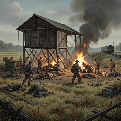 The Spring Meadow Cremation Project from "The Zone of Interest". This thread follows the practical expansion of corpse disposal and reveals how bureaucratic efficiency and technical failure coexist with mass murder.