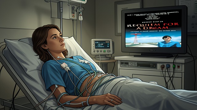 The Hospital Screen from "Requiem for a Dream". The Hospital Screen Familiar images remain At the hospital, Sara is heavily sedated and stares at the television room’s screen.